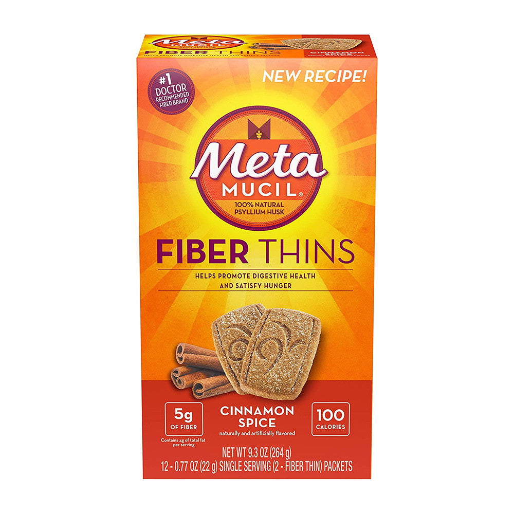 Meta Mucil 100% Natural Psyllium Husk Fiber Thins, Cinnamon Spice, 12 Ea